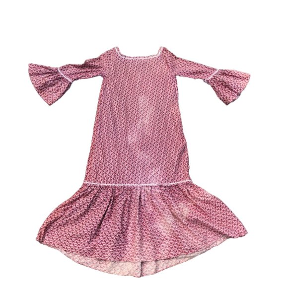 Vtg 60s UAR Egyptian Prairie Cottage Core Patterned Ruffle Maxi Dress Nefertari - Picture 9 of 16